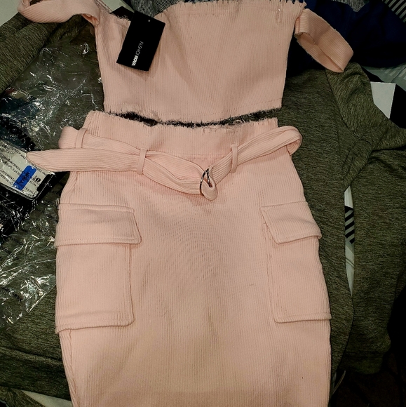 NWT FASHION NOVA SET BABY PINK STRETCH KNIT - Picture 4 of 5